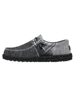 Hey Dude Men's Tri Black And Silver Wally Sox Shoe