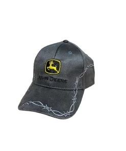John Deere Men's Canvas Barbed Wire Logo Cap