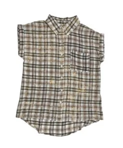 Hem & Thread Women's Plaid Acid Wash Button Down Shirt