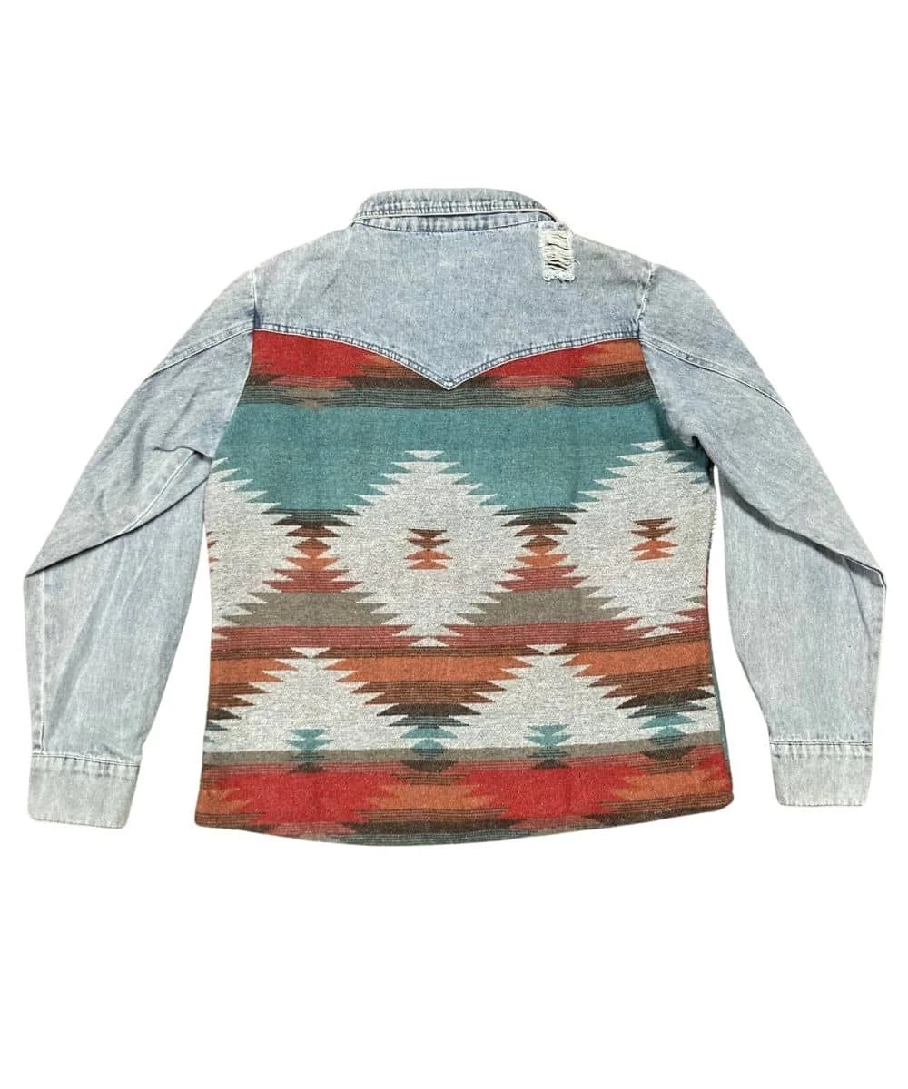 Blue B Women's Aztec & Denim Shacket - Image 2