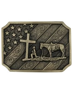Montana Silversmiths Patriot Christian Cowboy Attitude Buckle