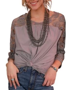 Cruel Girl Women's Knit Lace Blouse