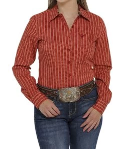 Cinch Women's Orange Button Down Shirt