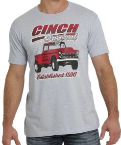 Cinch Men's Grey Logo Tee