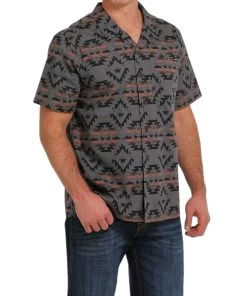 Cinch Men's Southwestern Print Button Down Camp Shirt