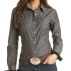 Panhandle Women's Dobby Fancy Button Down Shirt
