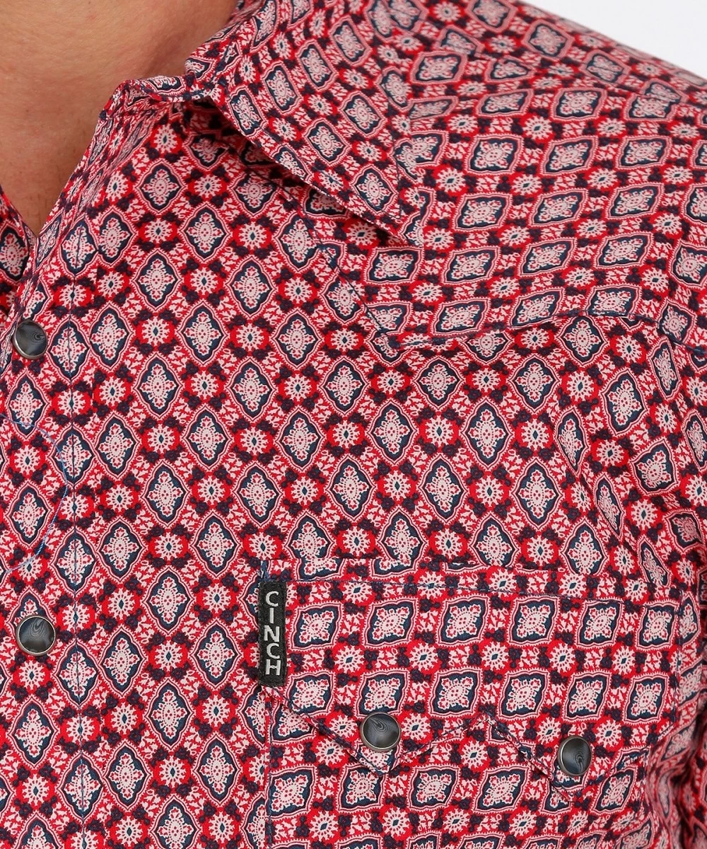 Cinch Men's Red Medallion Modern Fit Button Down Shirt - Image 2