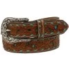 M&F Western Women's Nocona Brown Embossed With Turquoise Inlay Belt