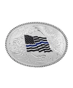 Montana Silversmiths Thin Blue Line Flag Buckle