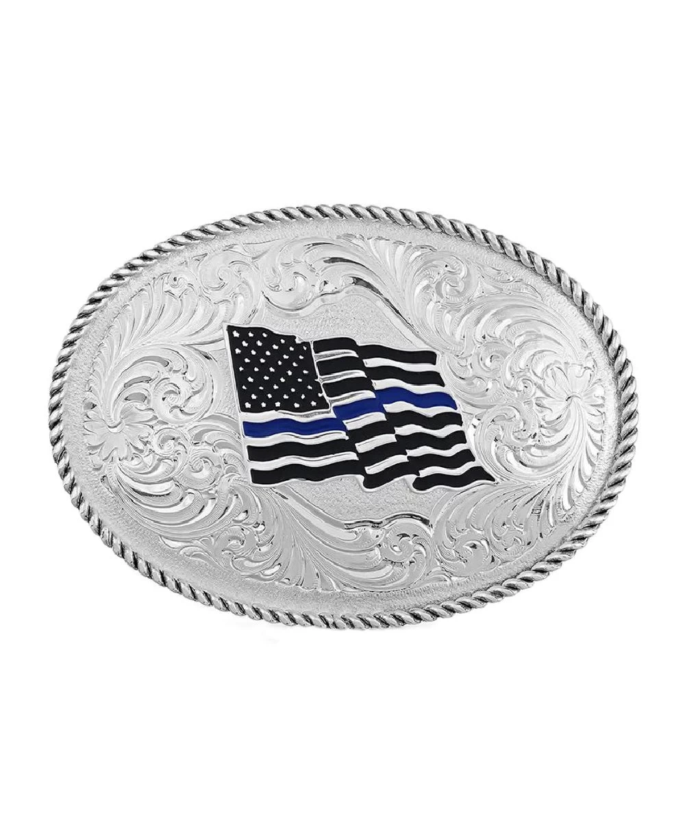 Montana Silversmiths Thin Blue Line Flag Buckle