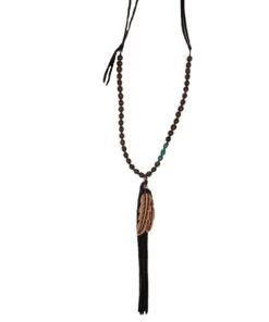 J. Forks Designs Women's Double Feather Tassel Necklace