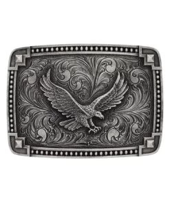 Montana Silversmiths Men's Classic Antiqued Tied At The Corners Attitude Buckle With Soaring Eagle