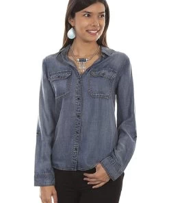 Scully Women's Denim Button Down Blouse