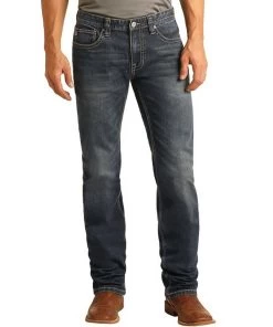 Rock & Roll Cowboy Men's Slim Fit Stretch Straight Boot Cut Jean