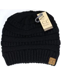 Ccbeanie Women's Solid Classic Messy Bun Beanie Tail