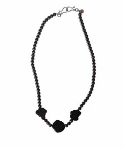 West & Co. Women's Worn Silver Beaded With Chunk Stone Necklace