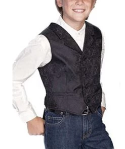 Scully Boys' Black Paisley Vest