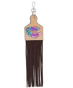 Rafter T Ranch Feathers Ear Tag Saddle Charm