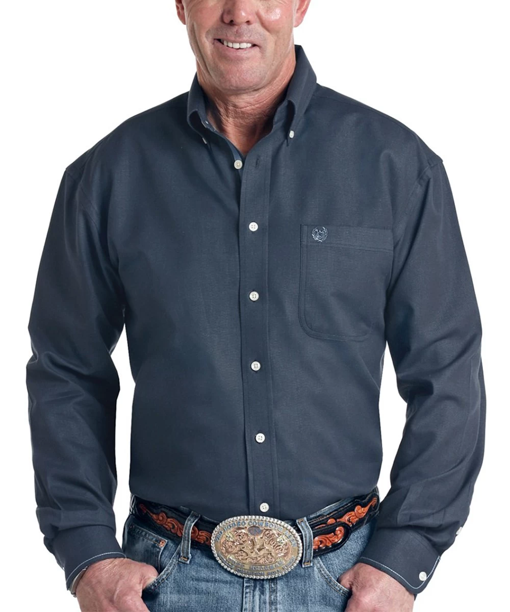 Panhandle Men's Gray Micro Honeycomb Button Down Shirt