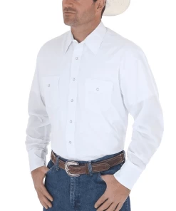 Wrangler Men's Broadcloth White Western Snap Shirt