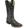 Corral Women's Black Snake Inlay Square Toe Boot