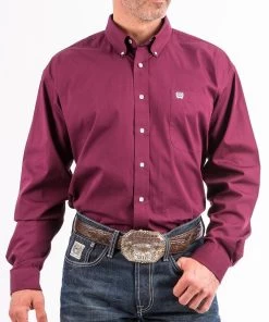 Cinch Men's Burgundy Western Button Down Shirt