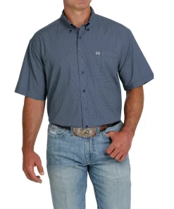 Cinch Men's Arenaflex Geo Print Button Down Shirt Navy
